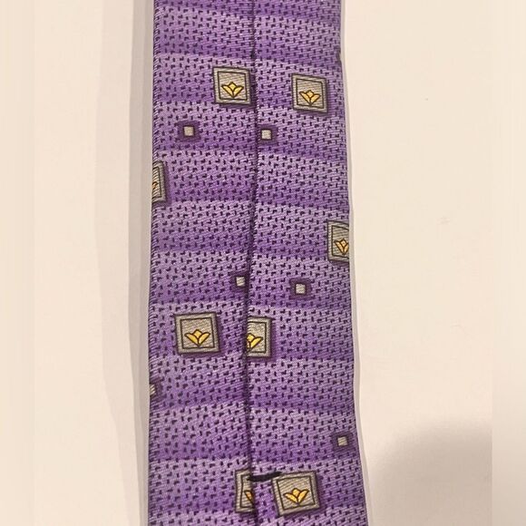 Versace Purple Geometric Silk Ties - Picture 4 of 7